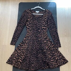 Milly women Leopard-Print Brown and Black Fit-and-Flare Dress